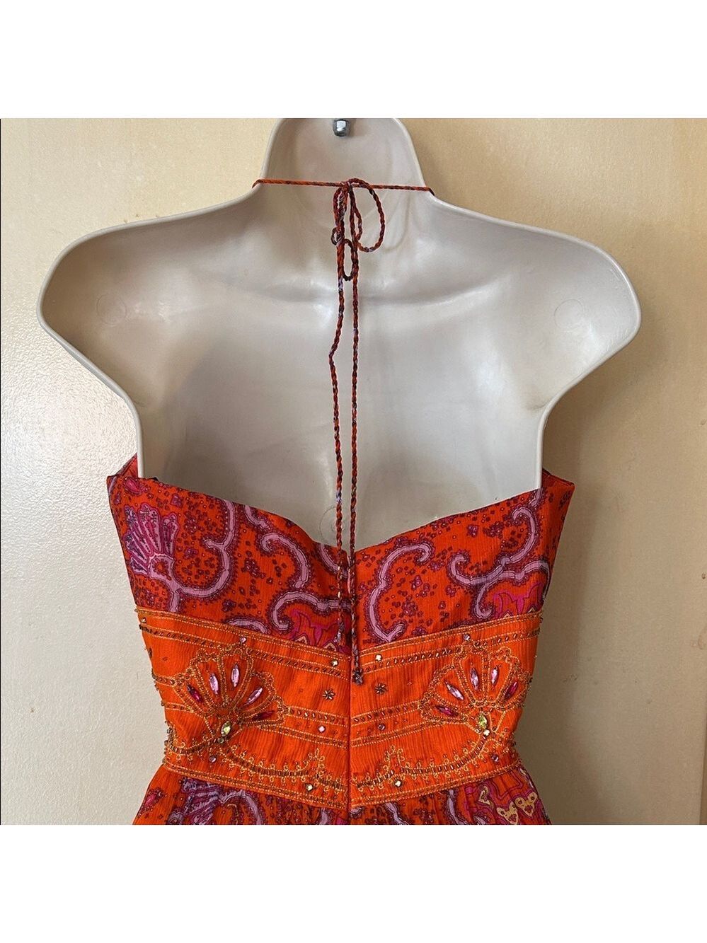 Laundry By Shelli Segal Silk Orange and Purple Maxi Dress size M - Picture 8 of 13